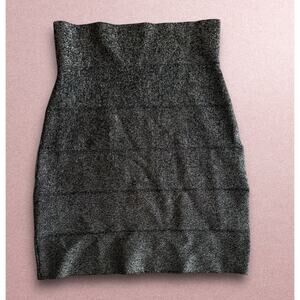 BCBG Maxazria Gunmetal Golden Shimmer Bandage Mini Skirt